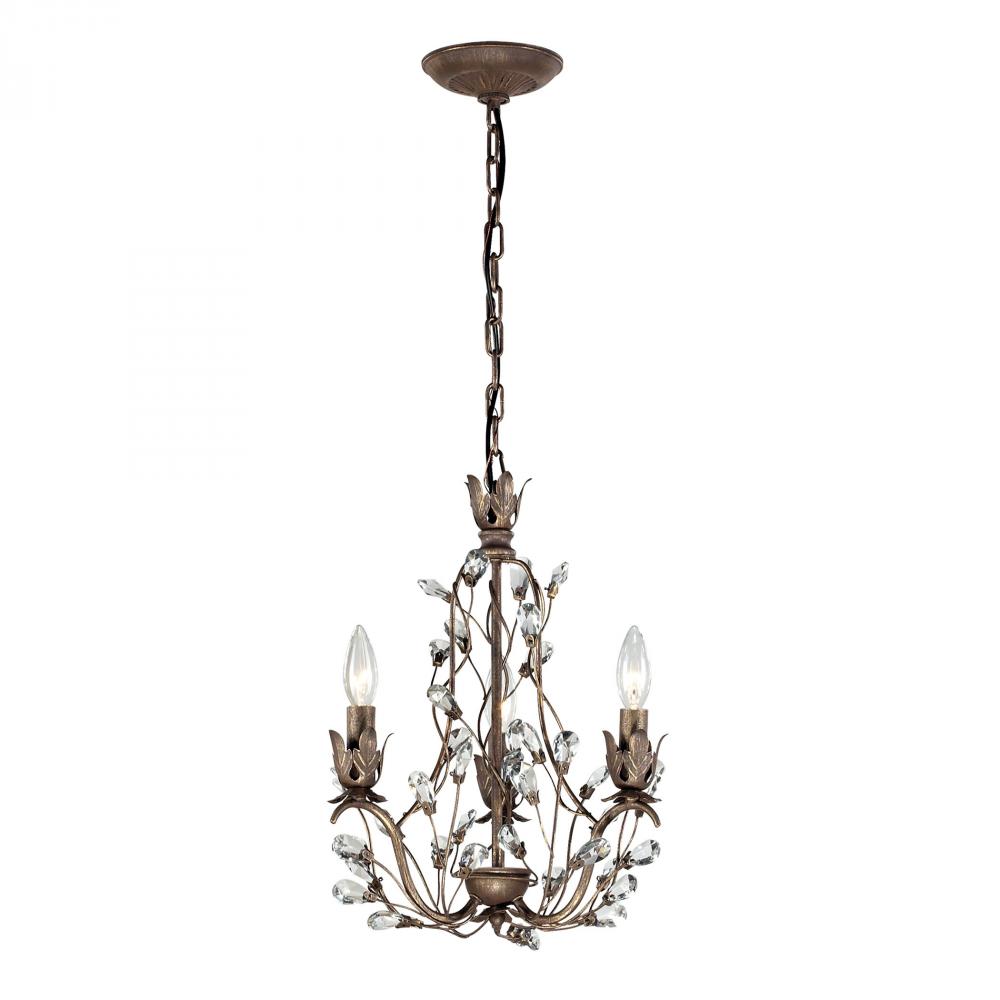 Sagemore 3-Light Chandelier in Bronze Rust with Crystal