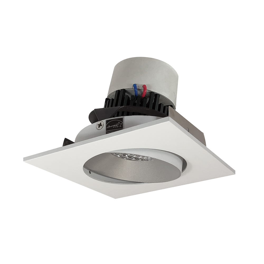 4" Pearl LED Square Adjustable Cone Retrofit, 1000lm / 12W, 3000K, Haze Reflector / White Flange