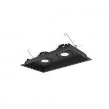 Nora NMRT3-2RL530FBB - Two-Head Flanged LED Multiple Lighting Trim, 3500lm per Head w/ Flood Optic, 3000K, Regressed Black