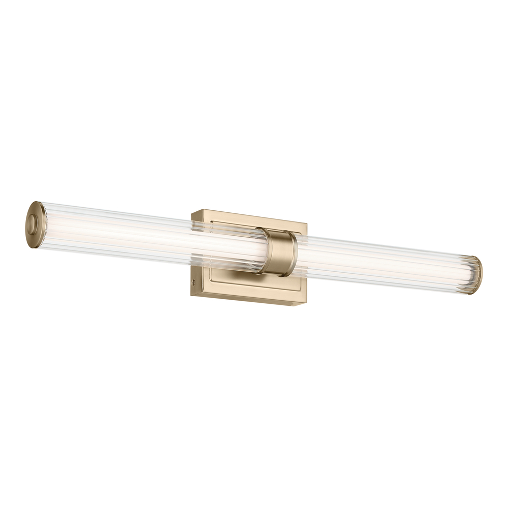 Laurene 31" Linear Bath Bar Large LED with Clear Fluted Glass in Champagne Bronze