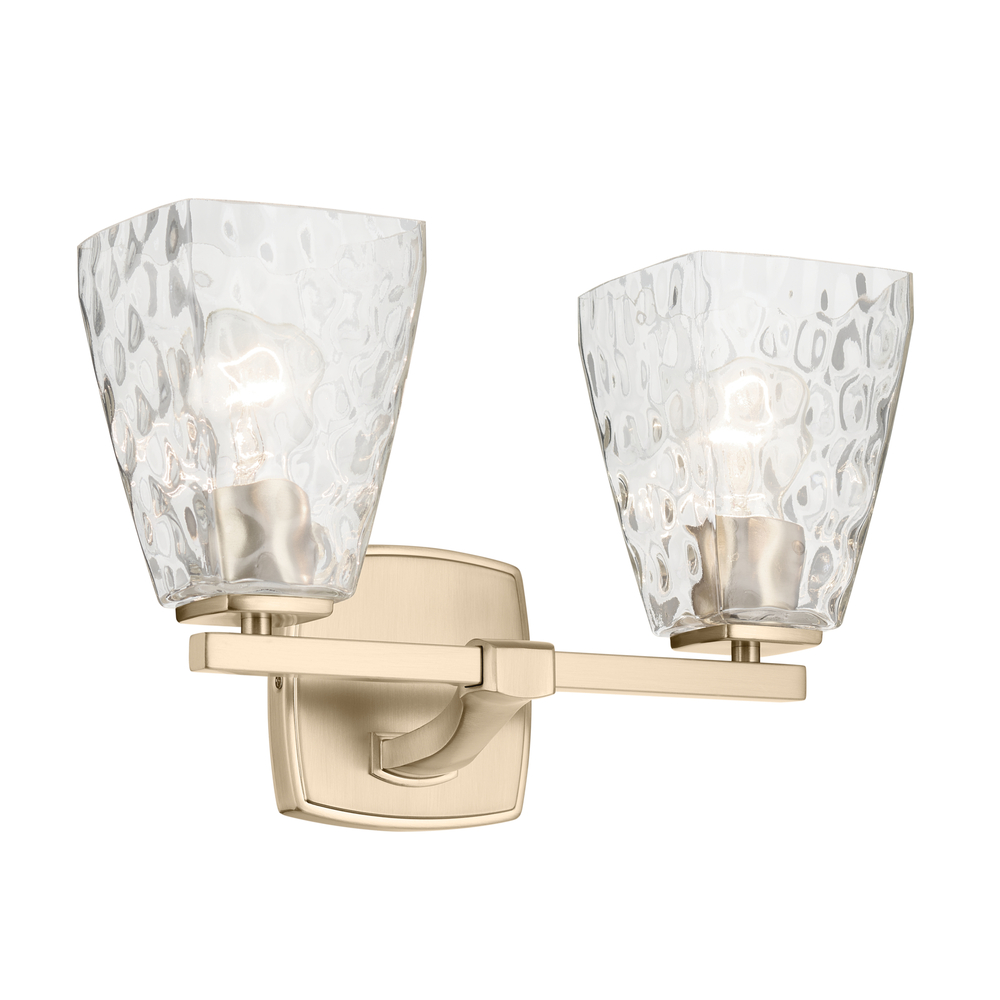 Marant 14.25" 2-Light Vanity Light with Clear Water Glass in Champagne Bronze