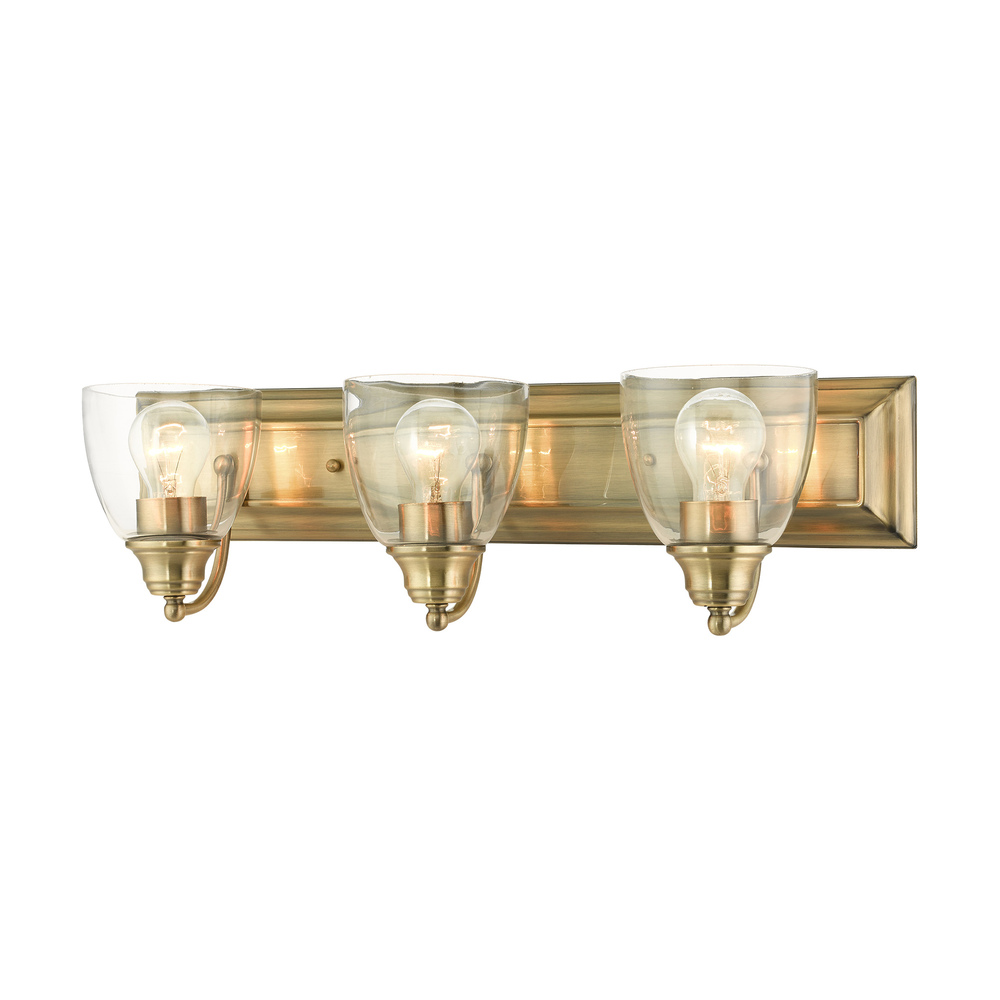 3 Lt Antique Brass Vanity Sconce