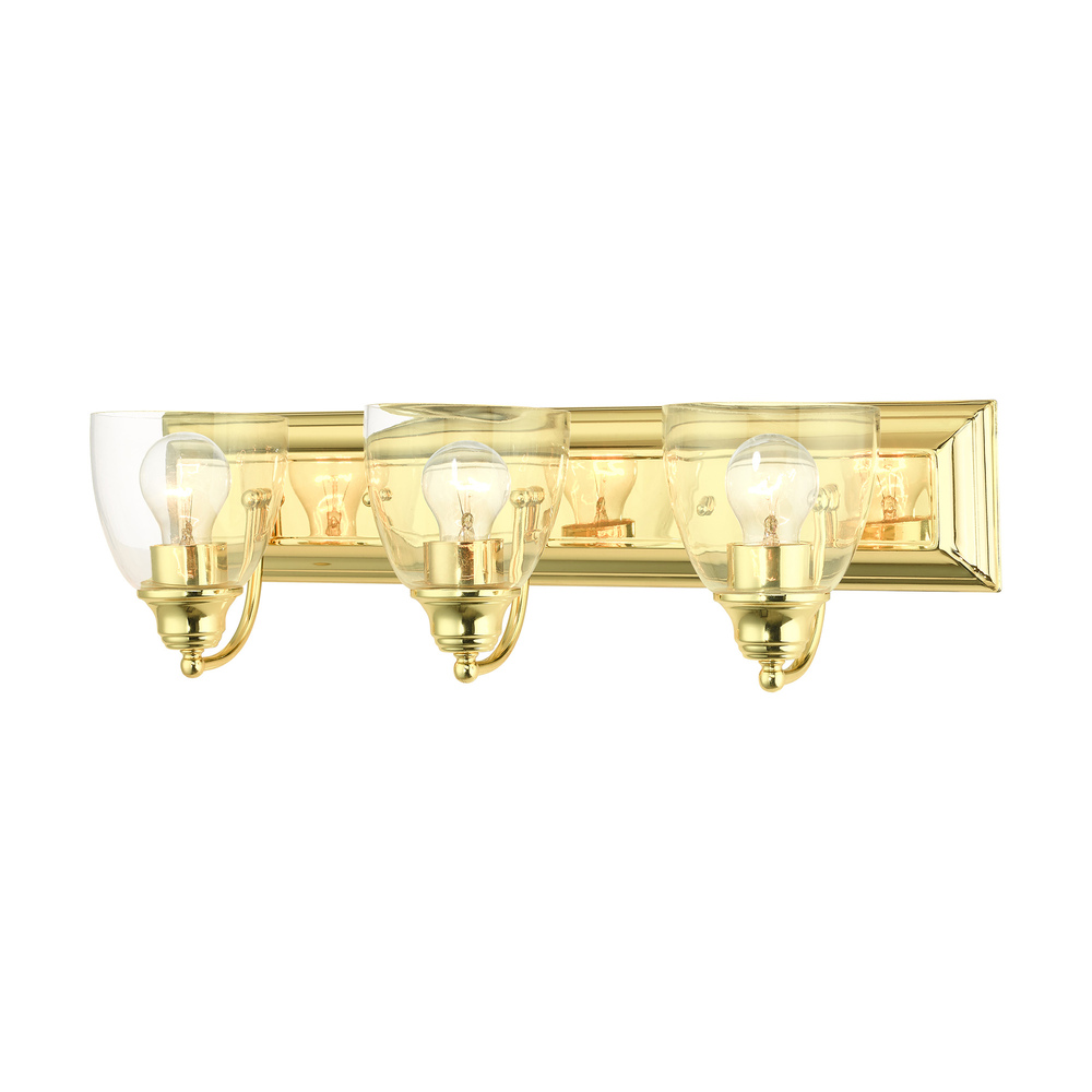 3 Lt Polished Brass Vanity Sconce