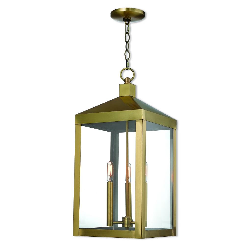 3 Lt AB Outdoor Pendant Lantern