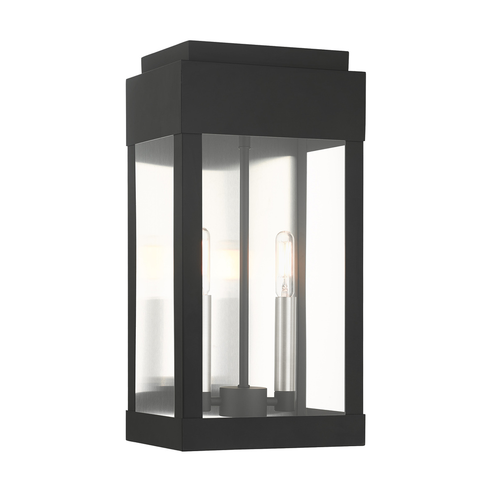 2 Lt Black   Outdoor Wall Lantern