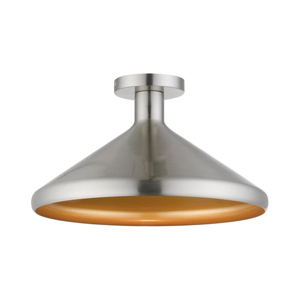 1 Light Brushed Nickel Semi-Flush Mount