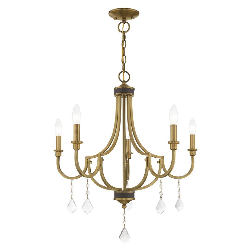 5 Lt Antique Brass Chandelier