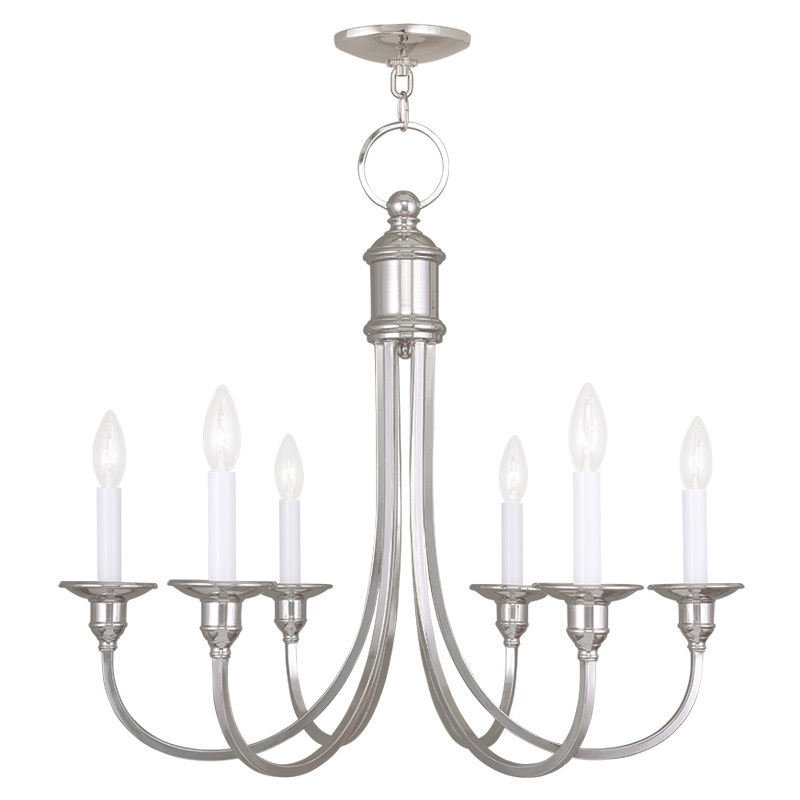 6 Light Polished Nickel Chandelier