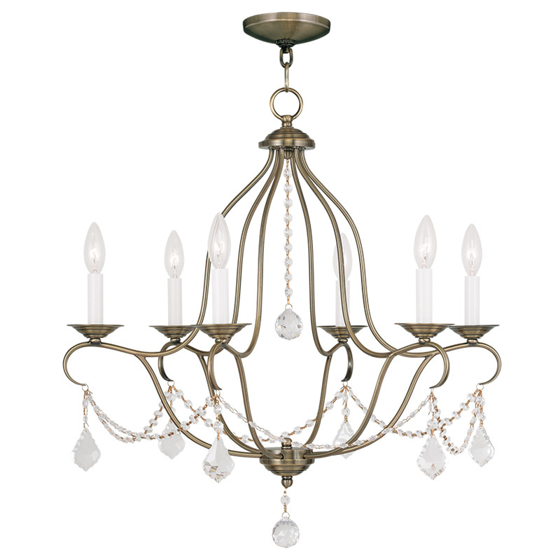 6 Light Antique Brass Chandelier