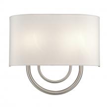 Livex Lighting 42892-91 - 2 Light Brushed Nickel ADA Sconce with Hand Crafted Off-White Fabric Shade