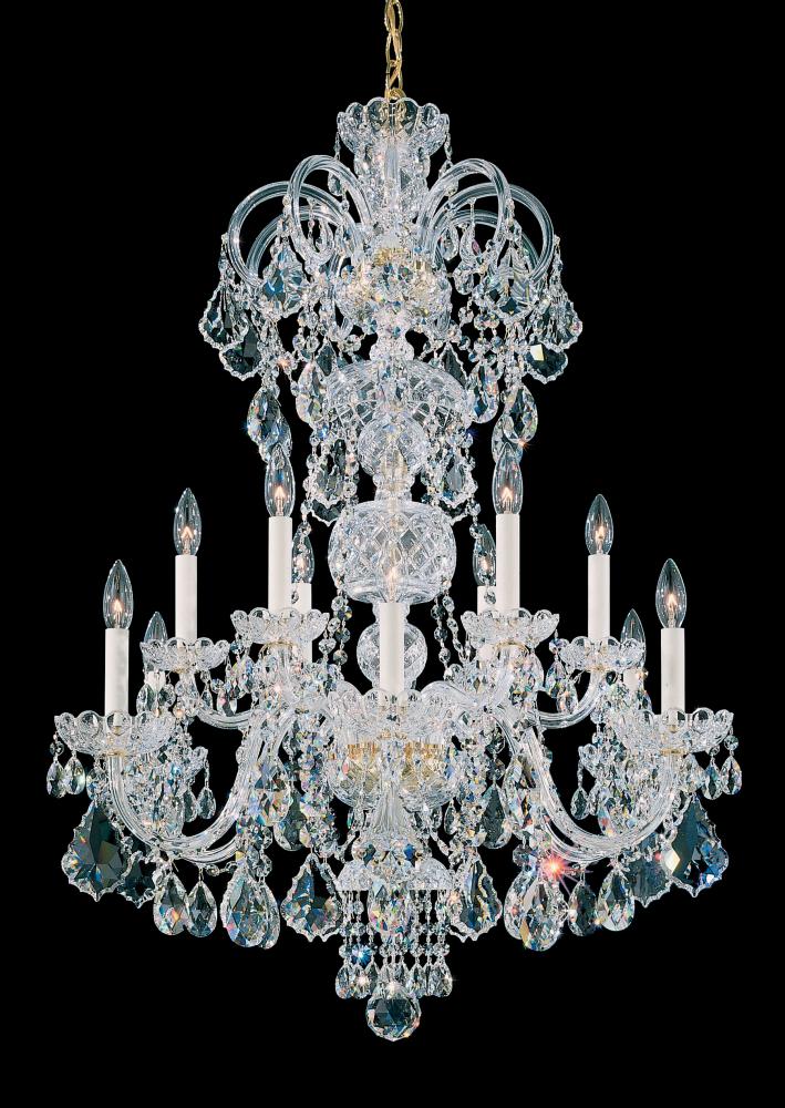 Olde World 12 Light 120V Chandelier in Polished Silver with Clear Radiance Crystal