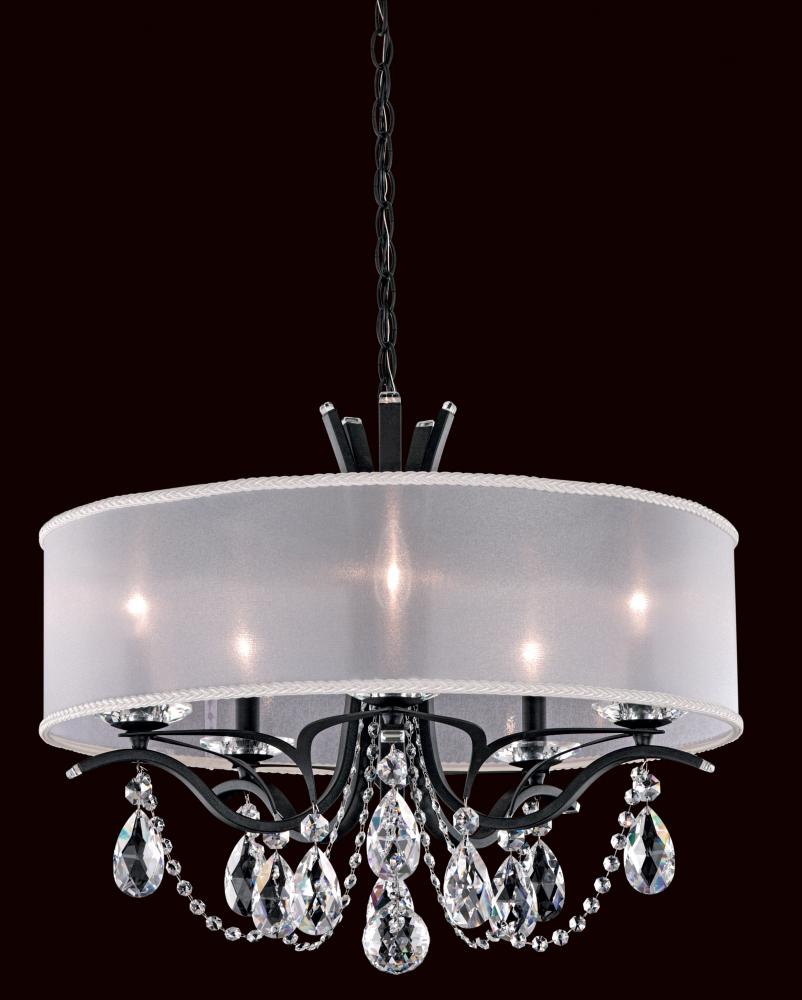 Vesca 5 Light 120V Chandelier in White with Clear Radiance Crystal and White Shade