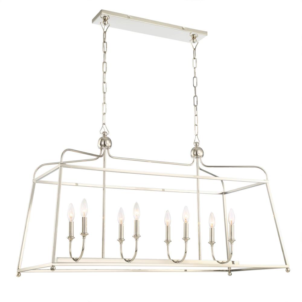 Libby Langdon Sylvan 8 Light Polished Nickel Linear Chandelier