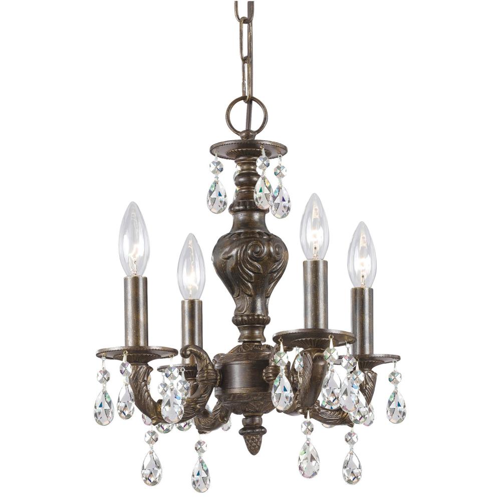 Paris Market 4 Light Clear Crystal Venetian Bronze Mini Chandelier