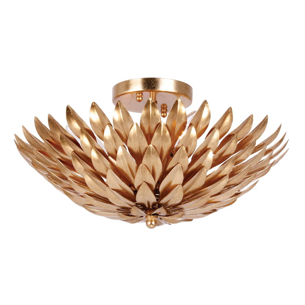 Broche 4 Light Antique Gold Semi Flush Mount