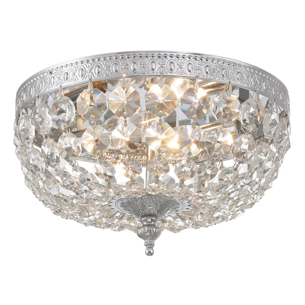 Crystorama 2 Light Clear Italian Crystal Polished Chrome Flush Mount