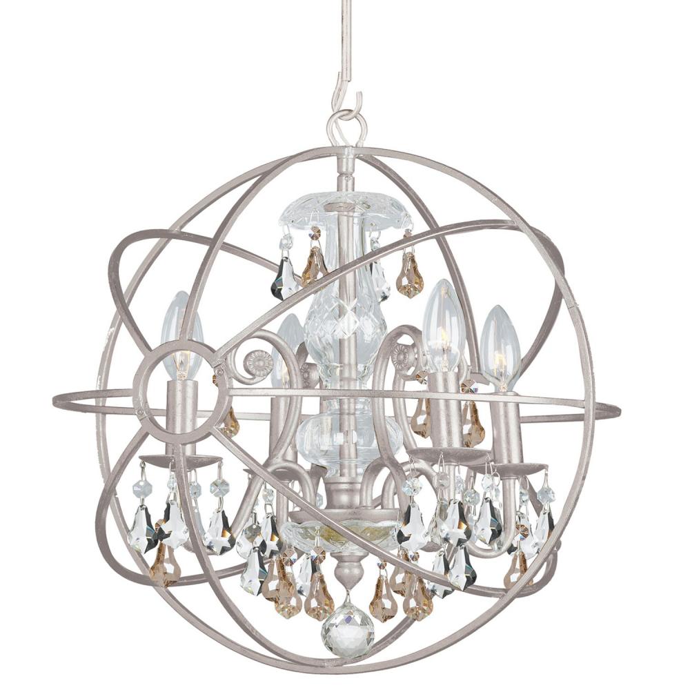 Solaris 4 Light Golden Shadow Crystal Olde Silver Mini Chandelier