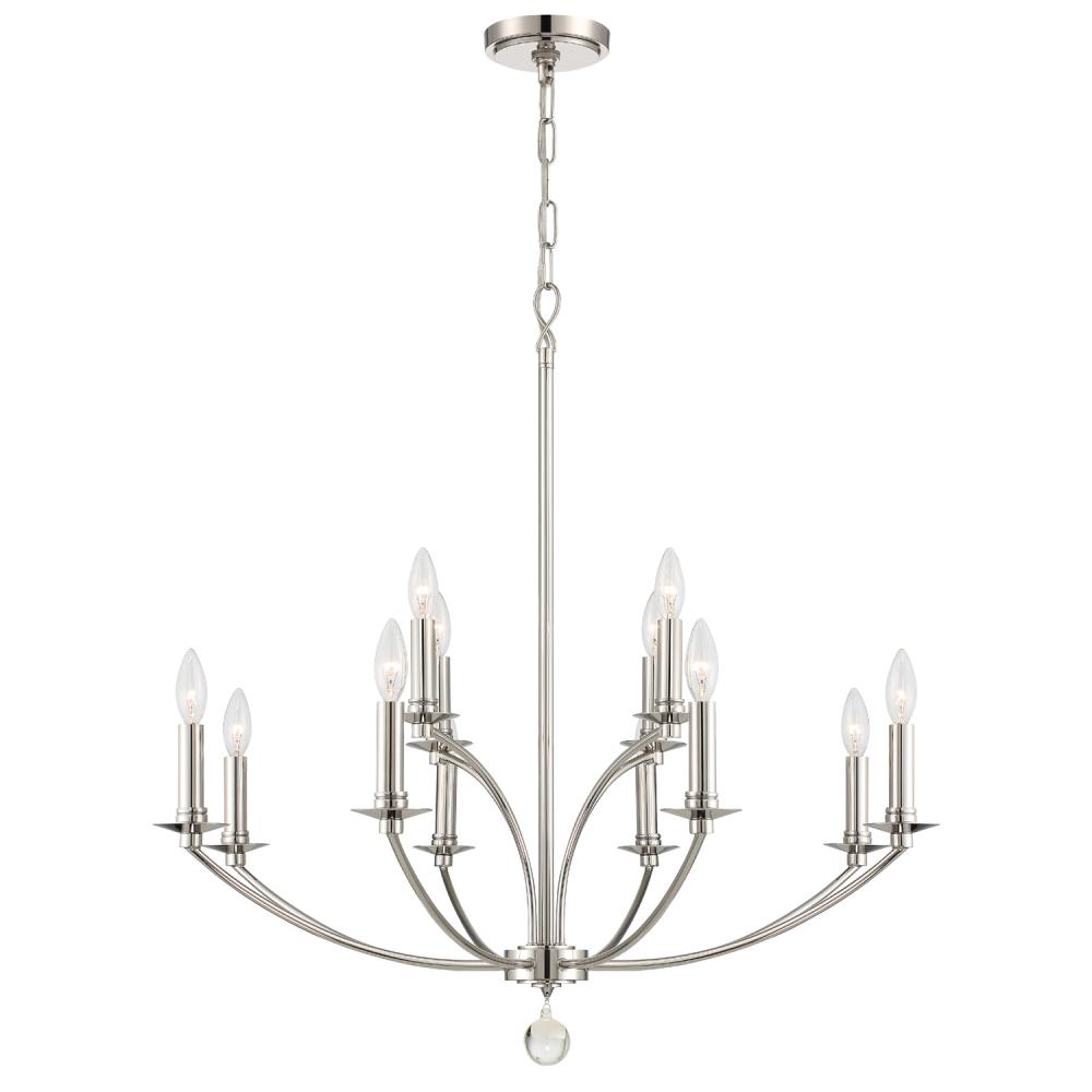 Mila 12 Light Polished Nickel Chandelier