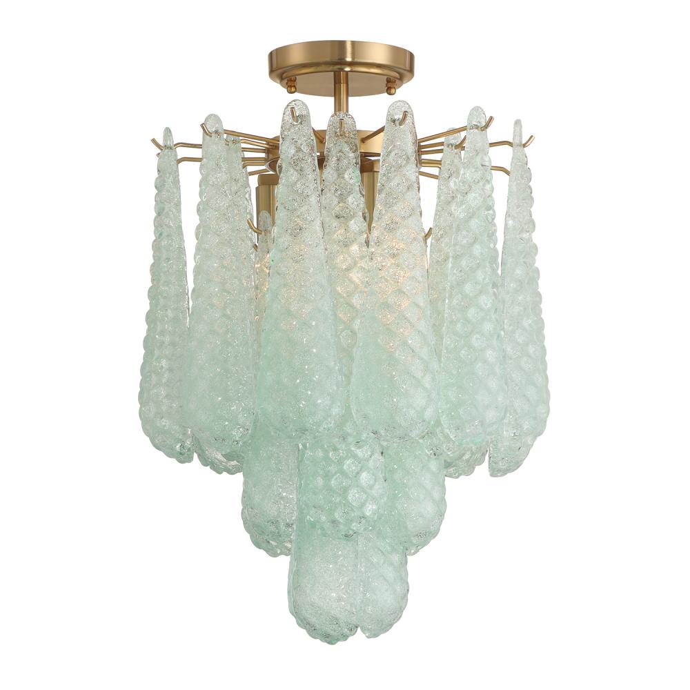 Ollie 4 Light Aged Brass Semi Flush Mount