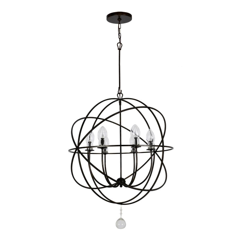 Solaris 6 Light English Bronze Sphere Outdoor Chandelier