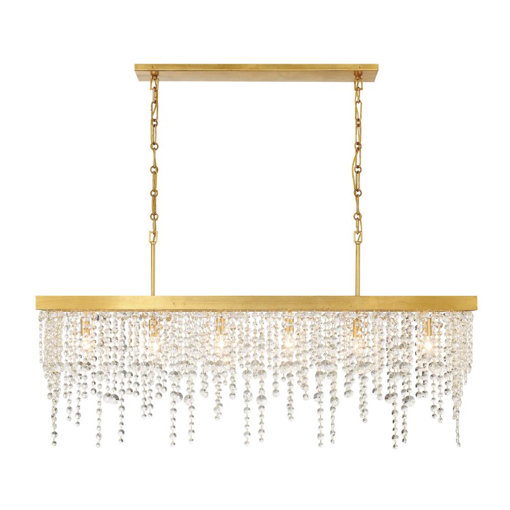 Winham 6 Light Antique Gold Linear Chandelier