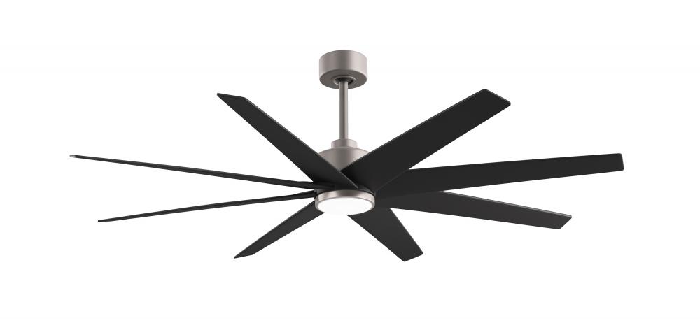 Ariella 8-blade ceiling fan in Brushed Nickel and Matte Black blades