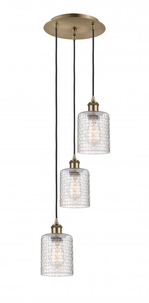 Cobbleskill - 3 Light - 12 inch - Antique Brass - Cord Hung - Multi Pendant