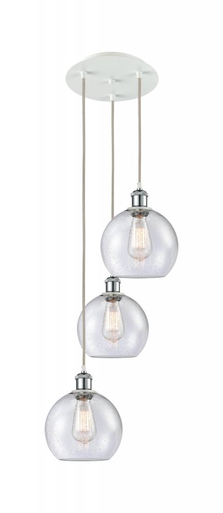 Athens - 3 Light - 15 inch - White Polished Chrome - Cord Hung - Multi Pendant