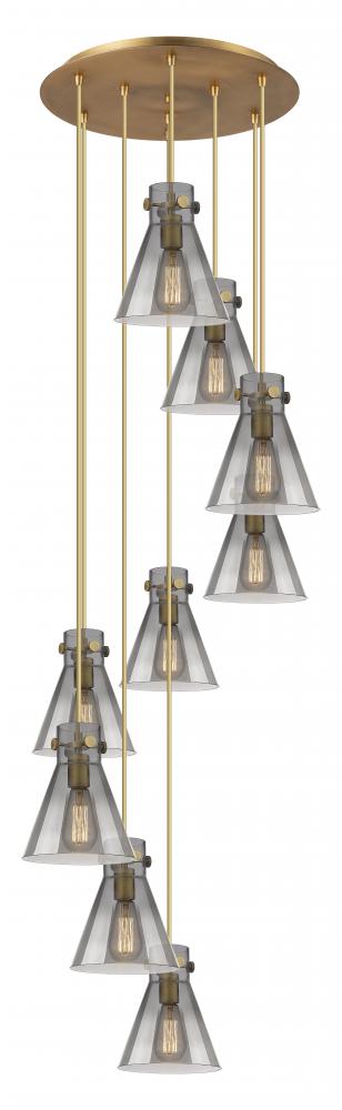 Newton Cone - 9 Light - 22 inch - Brushed Brass - Multi Pendant