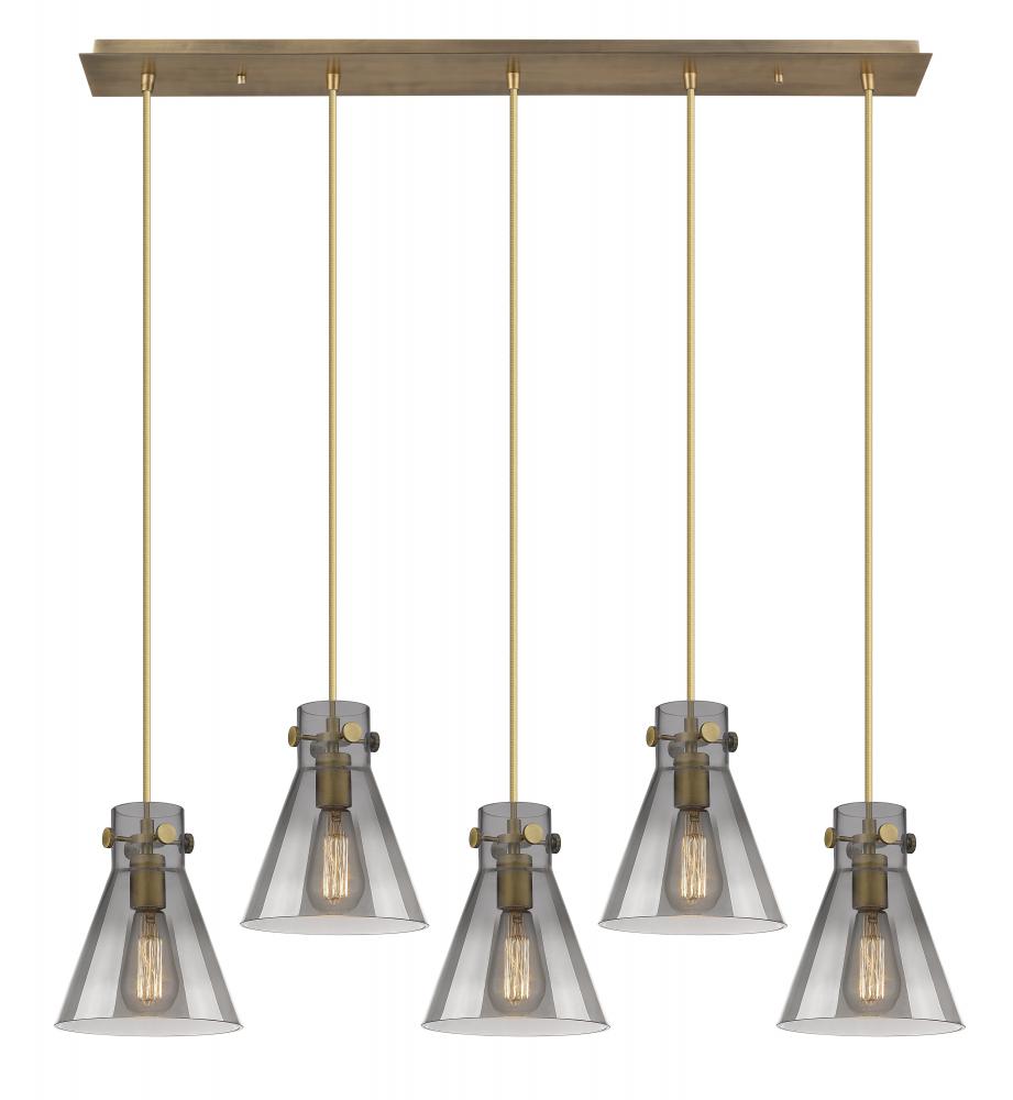 Newton Cone - 5 Light - 40 inch - Brushed Brass - Linear Pendant