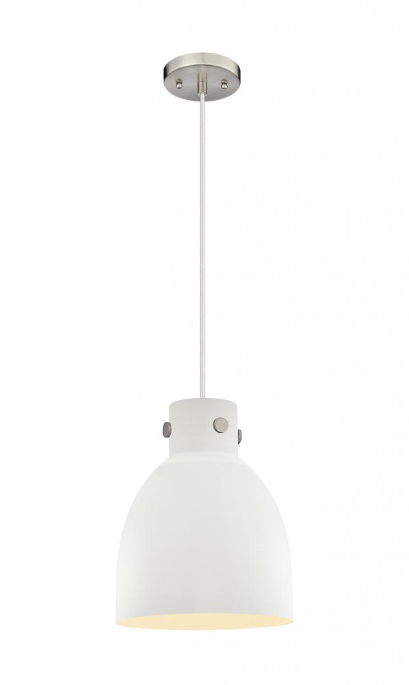 Newton Bell - 1 Light - 10 inch - Satin Nickel - Cord hung - Pendant