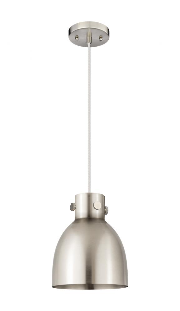 Newton Bell - 1 Light - 8 inch - Satin Nickel - Cord hung - Pendant