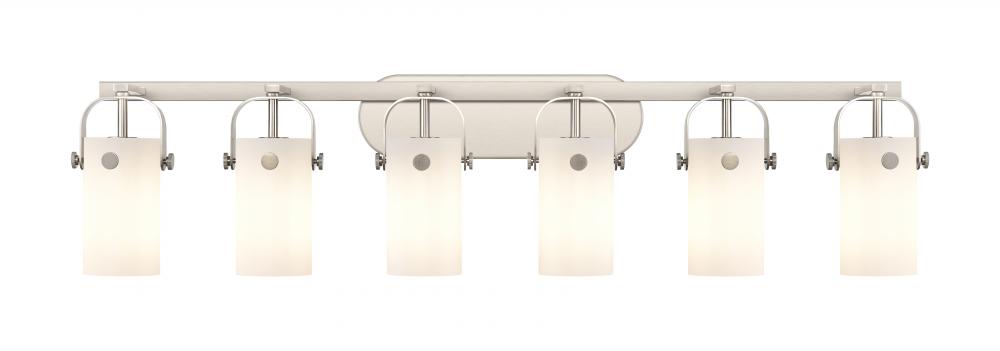 Pilaster II Cylinder - 6 Light - 44 inch - Satin Nickel - Bath Vanity Light