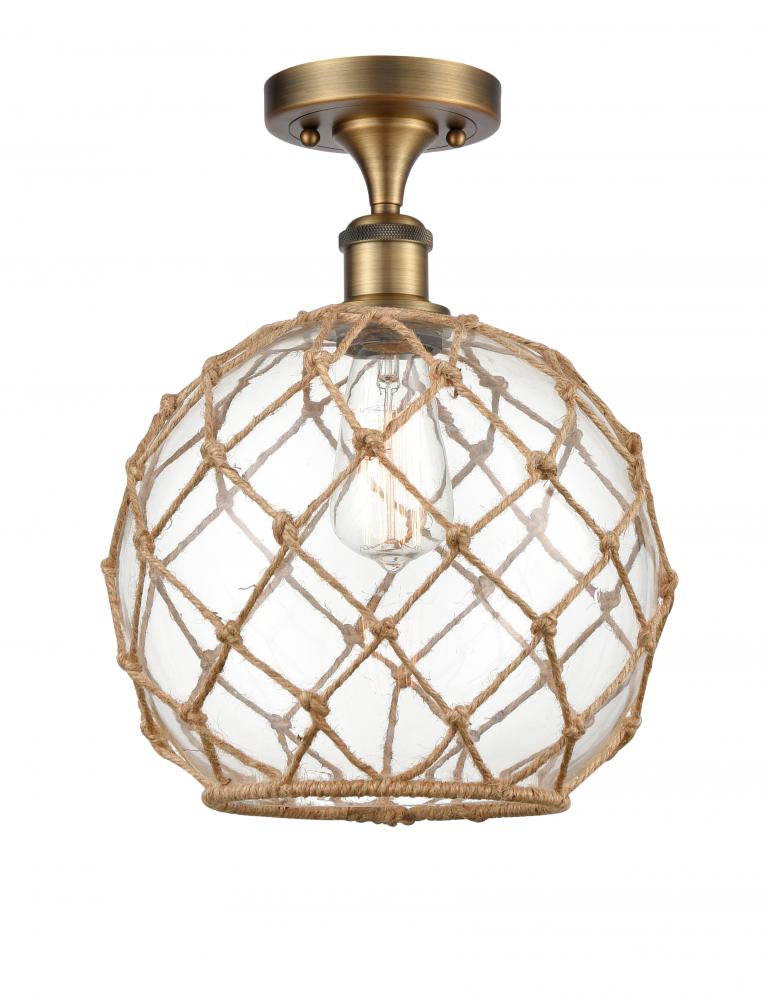 Farmhouse Rope - 1 Light - 10 inch - Brushed Brass - Semi-Flush Mount