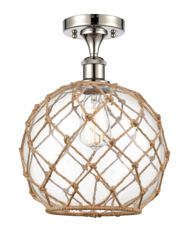 Farmhouse Rope - 1 Light - 10 inch - Polished Nickel - Semi-Flush Mount