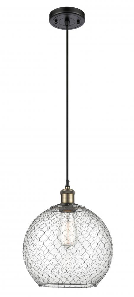 Farmhouse Chicken Wire - 1 Light - 10 inch - Black Antique Brass - Cord hung - Mini Pendant