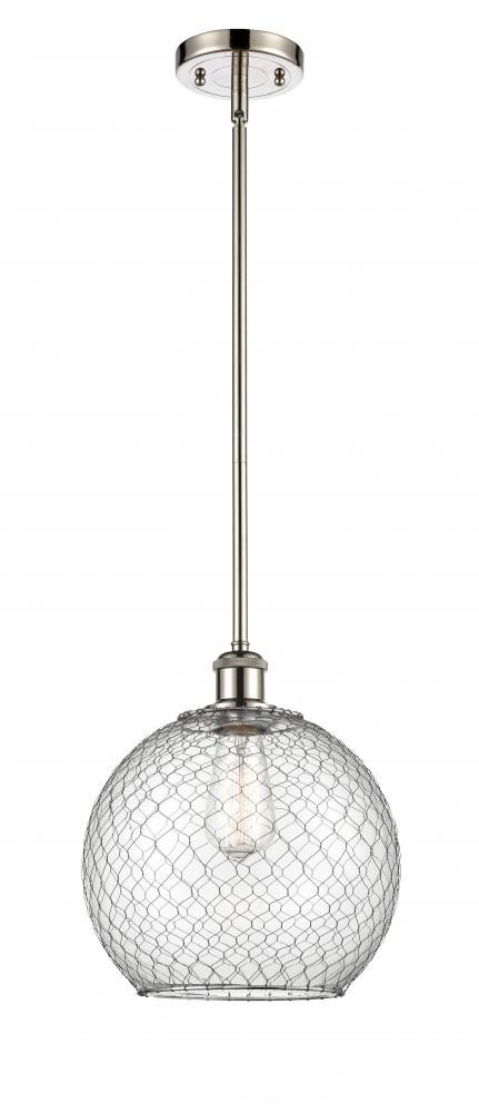 Farmhouse Chicken Wire - 1 Light - 10 inch - Polished Nickel - Mini Pendant