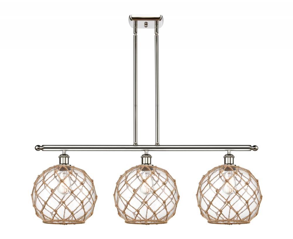 Farmhouse Rope - 3 Light - 37 inch - Polished Nickel - Cord hung - Island Light