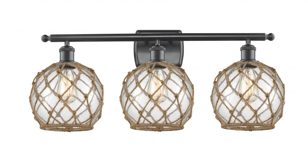 Farmhouse Rope - 3 Light - 28 inch - Matte Black - Bath Vanity Light