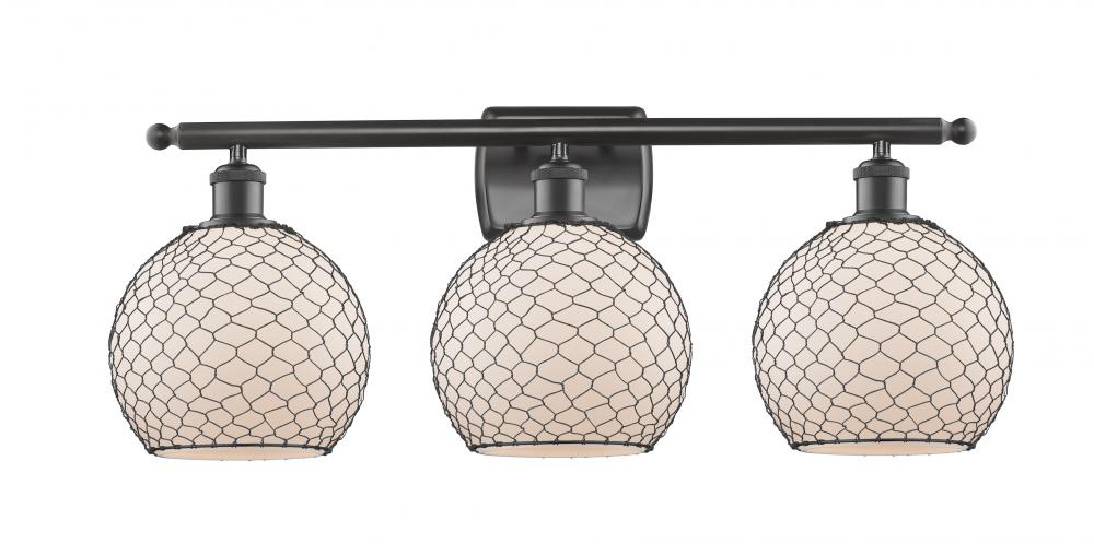 Farmhouse Chicken Wire - 3 Light - 28 inch - Oil Rubbed Bronze - Bath Vanity Light