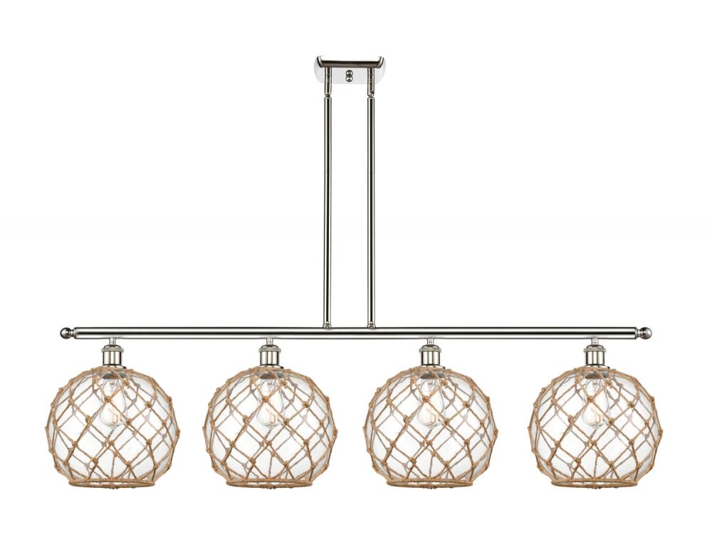 Farmhouse Rope - 4 Light - 48 inch - Polished Nickel - Cord hung - Island Light