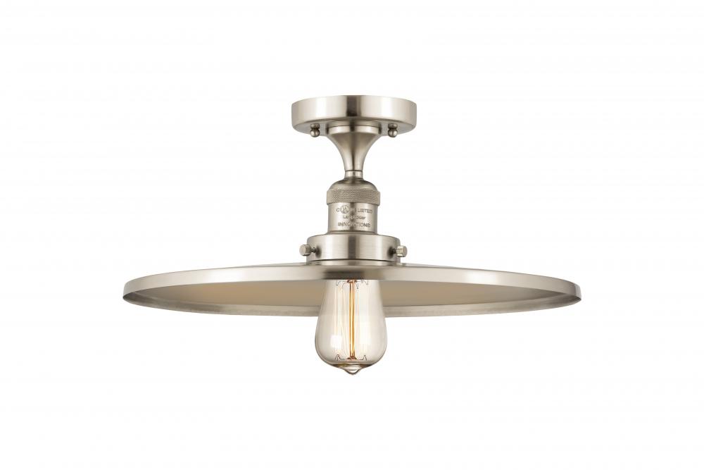 Railroad - 1 Light - 16 inch - Brushed Satin Nickel - Semi-Flush Mount