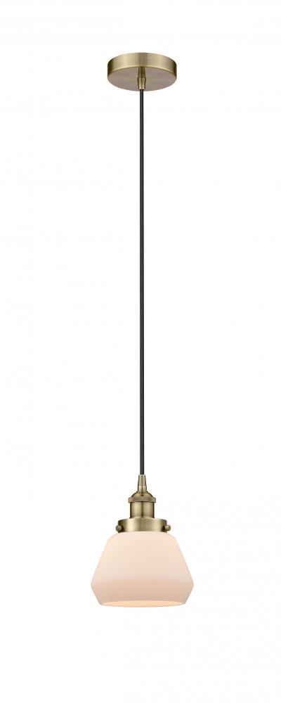 Fulton - 1 Light - 7 inch - Antique Brass - Cord hung - Mini Pendant