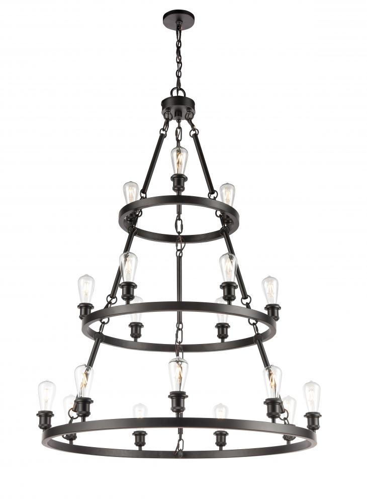 Saloon - 18 Light - 40 inch - Matte Black - Chain Hung - Chandelier