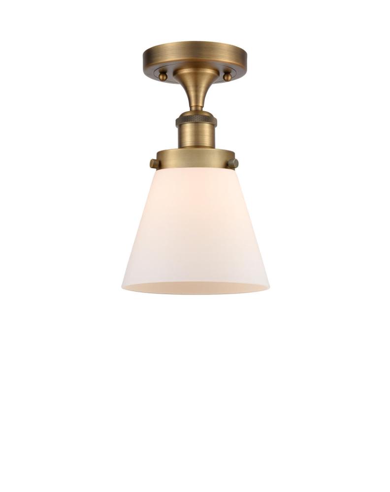 Cone - 1 Light - 6 inch - Brushed Brass - Semi-Flush Mount