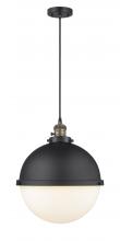 Innovations Lighting 201CSW-BAB-HFS-121-BK-LED - Hampden - 1 Light - 13 inch - Black Antique Brass - Cord hung - Pendant