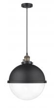 Innovations Lighting 201CSW-BAB-HFS-122-BK-LED - Hampden - 1 Light - 13 inch - Black Antique Brass - Cord hung - Pendant