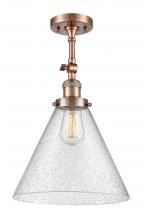 Innovations Lighting 201F-AC-G44-L-LED - Cone - 1 Light - 12 inch - Antique Copper - Semi-Flush Mount