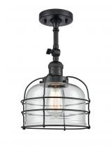 Innovations Lighting 201F-BK-G72-CE-LED - Bell Cage - 1 Light - 9 inch - Matte Black - Semi-Flush Mount