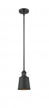 Innovations Lighting 201S-BK-M9-BK-LED - Addison - 1 Light - 5 inch - Matte Black - Stem Hung - Mini Pendant